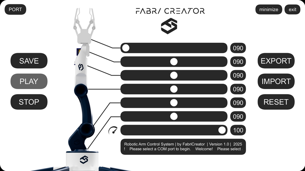 Sistema de Control Brazo Robótico - Aplicación para Windows y Linux