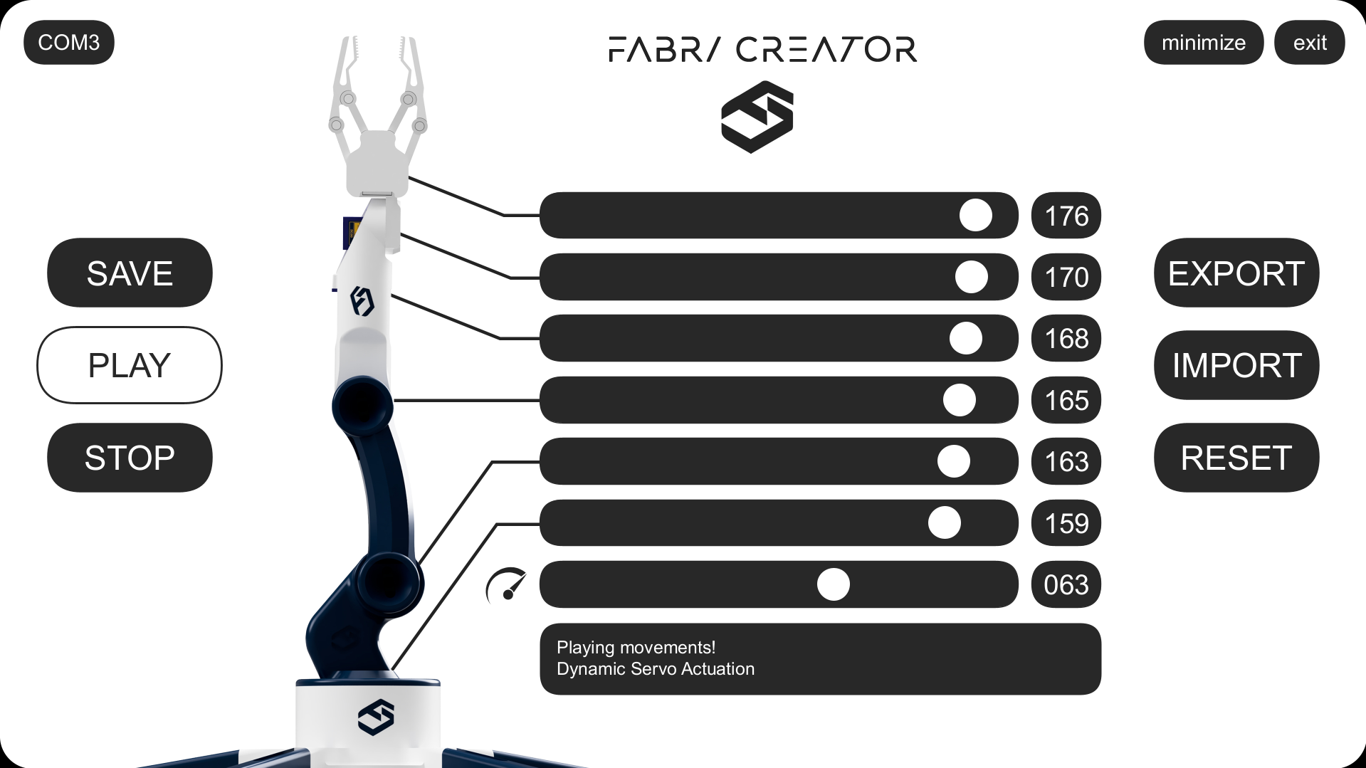 Sistema de Control Brazo Robótico - Aplicación para Windows y Linux