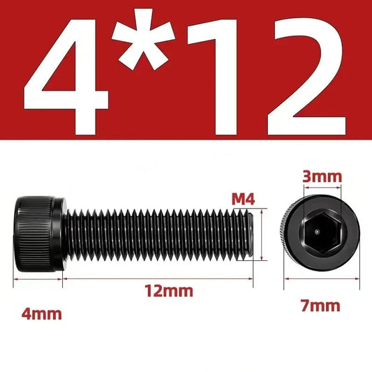 Tornillo hexagonal de cabeza cilíndrica negra - M4, M3, M6